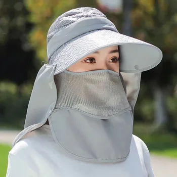 Лятна защита на лицето и шията от ултравиолетови лъчи за почивка, дамски шапки, защитен калъф, солнцезащитная шапка с лента за уши