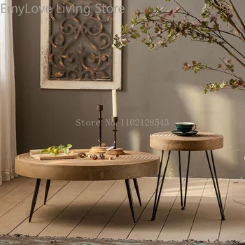Висококачествен маса в стил техния престой в семейството, масичка за кафе в хола, приставной масичка за дивана, Дървени кръгли масички, чай масичка, нощно шкафче