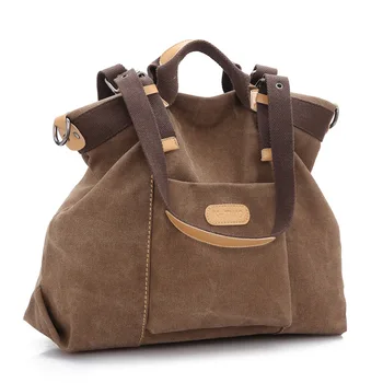 Холщовая чанта с голям капацитет, реколта женствена чанта през рамо с едно рамо