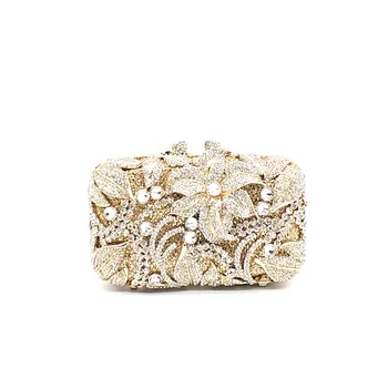 Луксозни дизайнерски портмонета за младоженци, женски клатчи с диаманти, чанта с кристали, клатч с флорални хрусталем.