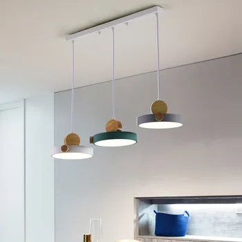 Скандинавска модерна проста led полилей Ресторант, Бар, нощно шкафче с три малки индивидуални лампи креативен дизайн с една глава