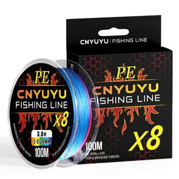 Ракита риболовна риболов линия CNYUYU, 8 нишки, износоустойчиви оплетка на въжето, сверхпрочное леярство, дъгата цвят за видимостта на 100 м