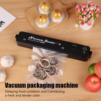 Начална вакуумно пакетираща машина 110 с безплатни вакуумни пакети по 10 бр., домакински черни опаковъчни машини за хранителни продукти