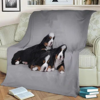 Фланелевое одеяло Berner puppies с 3D принтом, согревающее диван, детско одеало, начало декор, текстил, подарък за семейството мечти