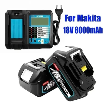 Със Зарядно устройство BL1860 Акумулаторни батареи18v 8000mAh Литиево-йонна Батерия 18v Makita 8Ah BL1840 BL1850 BL1830 BL1860B LXT400