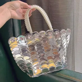 Луксозна дамска чанта със сребърни пайети ръчно изработени, расшитая мъниста, Дамски чанти-тоут, кошница за зеле, чанта през рамо, чанта през рамо