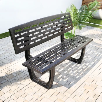 Парков стол, пейка квадратен вътрешен двор с открит вътрешен двор за почивка от алуминиева сплав стол от ковано желязо дълго стол