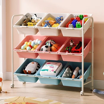 Рафтове за съхранение на детски играчки, Шкаф за съхранение на детска градина кошница ъглова сортировочная на багажник, Багажник за съхранение на детската стая с Рафтове за играчки за деца