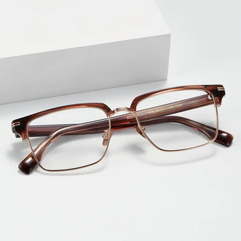 Японски оптични унисекс очила в ретро ретро стил с ръчно изработени, Ацетатная правоъгълни рамки, Литературни Мъжки Дамски слънчеви очила Луксозен