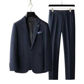 Нов (Сако + Панталон Мъжки Моден Бизнес костюм на Джентълмен В Италиански Стил, Професионален Сватбен Костюм на Младоженеца, Голям е Размерът на 90-140 кг