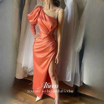 Секси вечерна рокля с ръкав с едно рамо, вечерни Елегантни, луксозни рокли на знаменитости с декорация във формата на кристали за бала 2024 г.