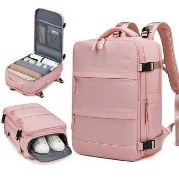 Жена Раница за лаптоп 15,6 инча за момичета, зареждане чрез USB, училищни Независима чанта за обувки, чанта за пътуване на открито