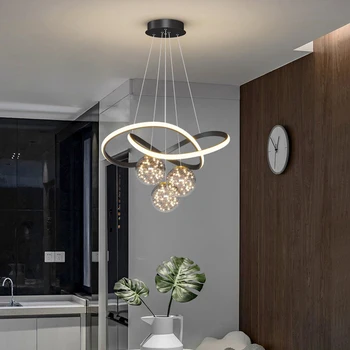 Модерни прости led полилей за интериор с Полилеи Домашна лампа за спални хол трапезария Висящи лампи