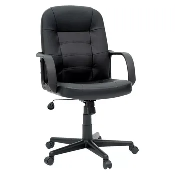 Офис стол от естествена кожа в черен цвят, офис мебели