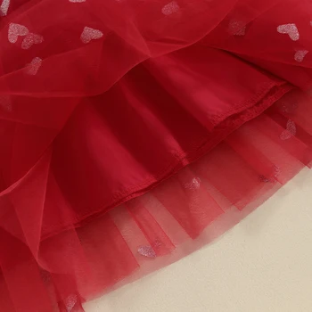 Рокля-пакетче rôtisserie се предлага за новородени момичета в Деня на Свети Валентин, рокля, гащеризон от тюл и мрежа с принтом във формата на сърце, комплект с превръзка на главата с лък