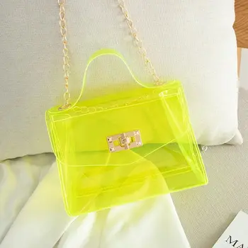 Чанта Косметичка, чанта-месинджър, плажна чанта, дамска чанта през рамо, прозрачна чанта, изработена от PVC, чанта на верига, желейная чанта, дамска чанта