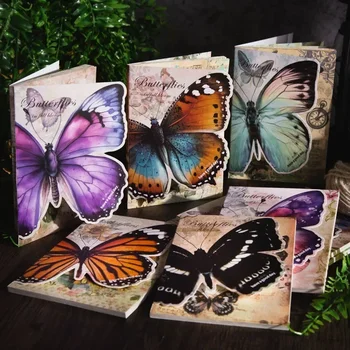 30 парчета Материал, хартия, литературен и художествен ретро пеперуда цветен колаж ръчно палатка хартия за писане на съобщения 6 стилове