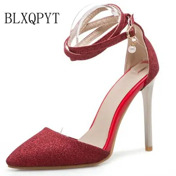 BLXQPYT/ Чубрица модни дамски обувки Големи размери 31-50, женски Zapatos Mujer, дамски обувки-лодки, обувки за сватба на Деня на Свети Валентин, T262