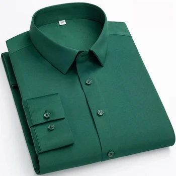Еластична тениска с дълги ръкави и диамантена тока против бръчки за мъжки бизнес облекло, мъжки инчов риза Four seasons