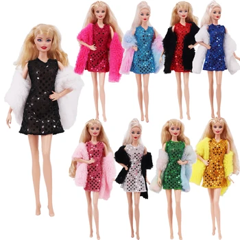 Облекло Barbies Рокля ръчна изработка, модерно палто, комплект от две части, дрехи Barbies, аксесоари за кукли за момичета, играчки, подаръци