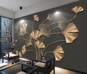beibehang custom Plant flowers тапети за стените, хол Ресторант Украсата на стаите в къща за Гости 3D Златни листа тапети за дома