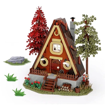 2023 Новият A-Образна Каркасный Къща Строителен Комплект Дървени Горски Дом С Led Осветление Комплект Строителни Блокове Декор, Играчки За Възрастни, Детски Подарък