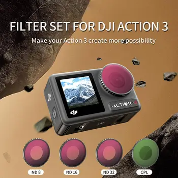 Нов Актуализиран Комплект Филтри HD Optical Glass Filter ND8 ND16 ND32 CPL Lens Filter Kit Protector е Съвместим С Камера DJI Action 4