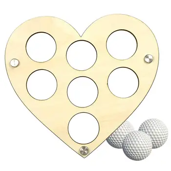 Дървена дисплей за топките за голф, Органайзер за съхранение на топки за голф във формата на сърце, Стенен декор за топки за голф
