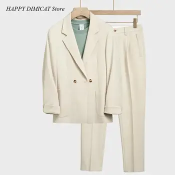 Корейски комплект от 2 теми със штанами, пролетта палто и панталони, луксозен случайни Мъжки костюм, елегантен комплект яке, градинска облекло