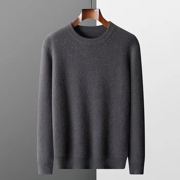 Есенно-зимния нов вълнен пуловер, мъжки обикновен пуловер с подплата за почивка, пуловер, вълнена трикотажная долната риза.