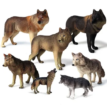 Най-продавани оригинални диви животни Модел вълк Модел Ръмжащ вълк Фигурки Миниатюрни Фигурки колекция от играчки за деца