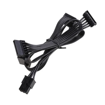 Модулен кабел за захранване от 6 контакти до коляното Черен плосък кабел PCIE 6P Модулен кабел