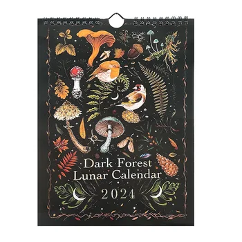 Настолни Календари 2024 Dark Forest, Офис декорации, Креативни Илюстрирани Стенни Лунните Календари, Астрология Лунен Календар
