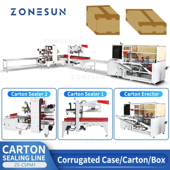 ZONESUN ZS-CSPM1 Автоматична машина за запечатване на картонени кутии, Оборудване за връзване опаковъчни машини за опаковане система, Производствена линия