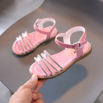 Сандали-гладиатори за момичета 2021 г., Нова детска лятна обувки за малки момичета в римски стил, с мека подметка, модни детски сандали принцеса E821
