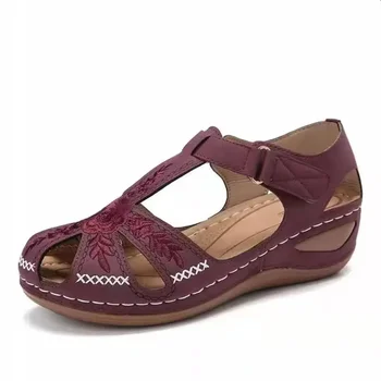 Дамски римски сандали Baotou 2023, лятна новост, дамски обувки на платформа с ажурным тъкани ток на танкетке