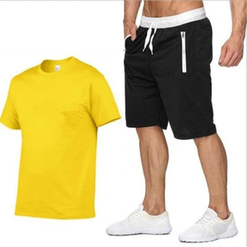 2022 Памук-коноп Лято 2021, Комплект от две части, Мъжка Тениска С къс ръкав, Съкратен Топ, Панталони, Мъжки Спортни Костюми, Модерен Дизайн LF99
