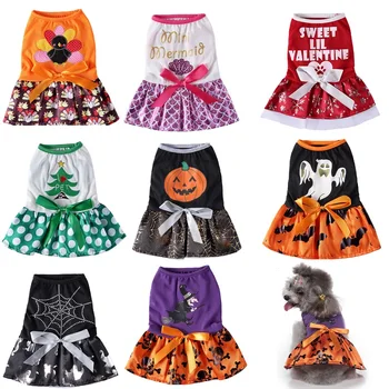 Забавни рокли за котки на Хелоуин за малки кучета, дрехи за cosplay, костюм на котка, Коледна рокля, пола, рокля за кучета, Кученце Чихуахуа