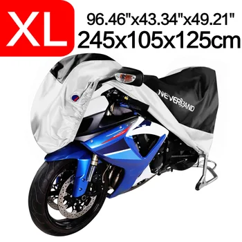 Калъф за мотоциклет, черен, сребрист, водоустойчив, Скутери, байк, прах, дъжд, Сняг, UV защитно покритие, вътрешен Външен размер XL