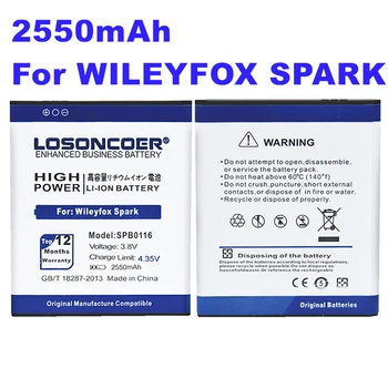 LOSONCOER SPB0116 Батерии с капацитет от 2550 ма За Wileyfox Spark / Spark + Батерия за смартфон с Голям Капацитет ~ В наличност