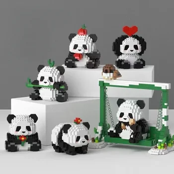 Симпатична панда градивен елемент на Цветето Сладък монтажна играчка пъзел градивен елемент на Изискан подарък за рожден ден за деца