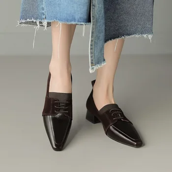 Дамски обувки в стил Мозайка На ток 3 cm В ретро стил, Удобни обувки на среден ток Във Френски стил, Демисезонные Офис Дамски Обувки-лодки, Дамски обувки на ток състав