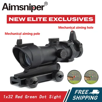 Aimsniper-Тактически Червено-Зелен Точков Мерник, Ловен Оптичен Мерник, съвместимост с 20 мм и Оптичен прицел за стрелба, Страйкбольное Пушка, 1X32acg