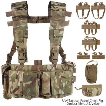 UW Tactical Chest Rig, военен ловна жилетка, патрульная чанта с вътрешен функционално разширение 8шт за съхранение на радио.