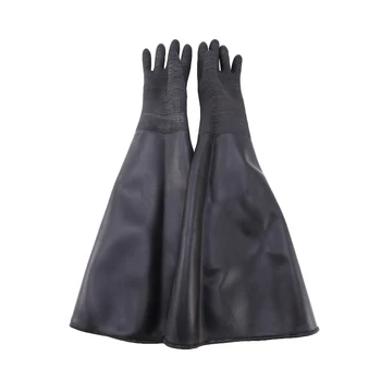 Гумени черни ръкавици за почистване на обработка в ивицата Ръкавици за абразивни песъкоструена за кабинет 65x30 см