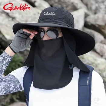 Gamakatsu 2024 Мъжки солнцезащитная шапка за риболов, защитно шапка рибар, водоустойчив шапка за лице, лятна шапка за катерене,