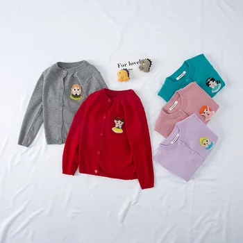 Жилетки за момичета на принцеси, детски пуловер, есен облекло за деца 1-7 години, детска вязаная дрехи, пуловери за деца, палто