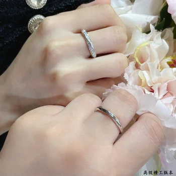 S925 Сребърен инкрустированное диамантен пръстен с гладка повърхност Точното 3D Романтично висококачествено пръстен за женски подарък Партита Сватби