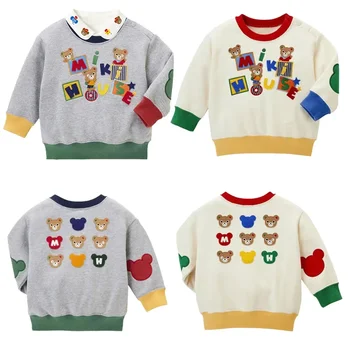 Детска hoody Есен-зима, нова hoody с дълги ръкави с бродирани букви за момчета и момичета с анимационни мечка