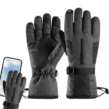 Мъжки Зимни Водоустойчив Велосипедни ръкавици Зимни Ръкавици за Спорт на открито Бягане Мотор Ски Ръкавици със сензорен екран, Пълни с Топли пръсти